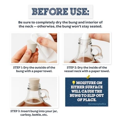 Drilled TPE Rubber Stoppers for Fermentation - Airlock Bungs, 4-Pack #8
