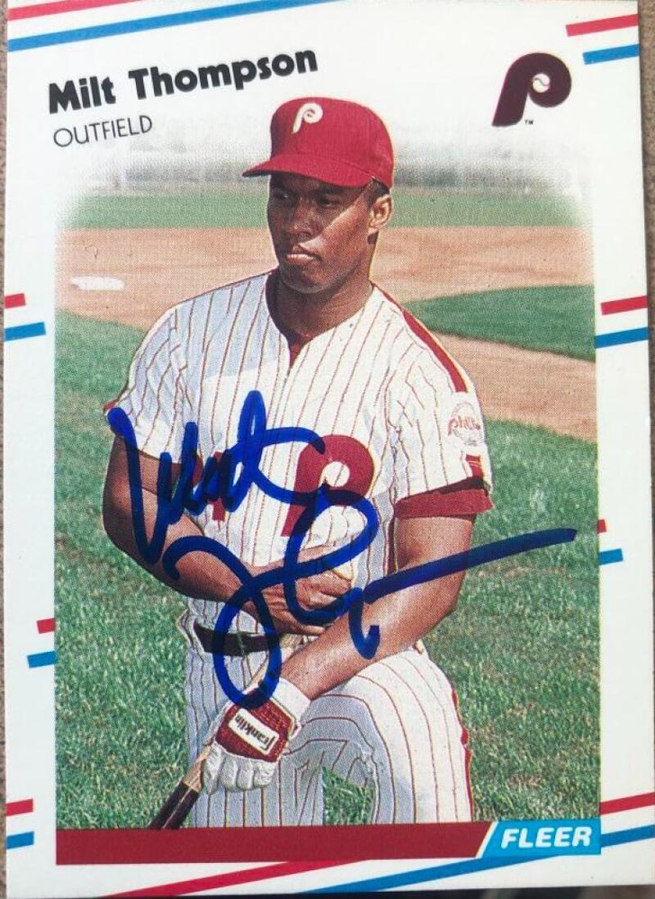 Milt Thompson Autographed 1988 Fleer #319