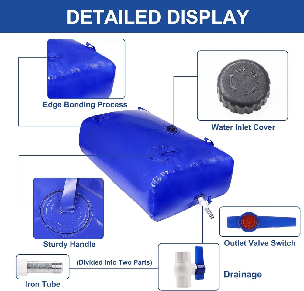 Versatile 200Gal/760L Water Storage Bladder - Durable PVC-Coated Material