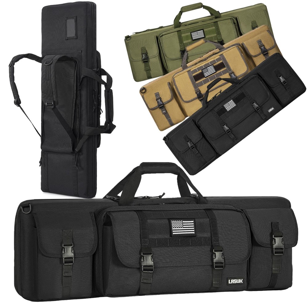 LASUK 51" Double Rifle Case Black Gun Bag