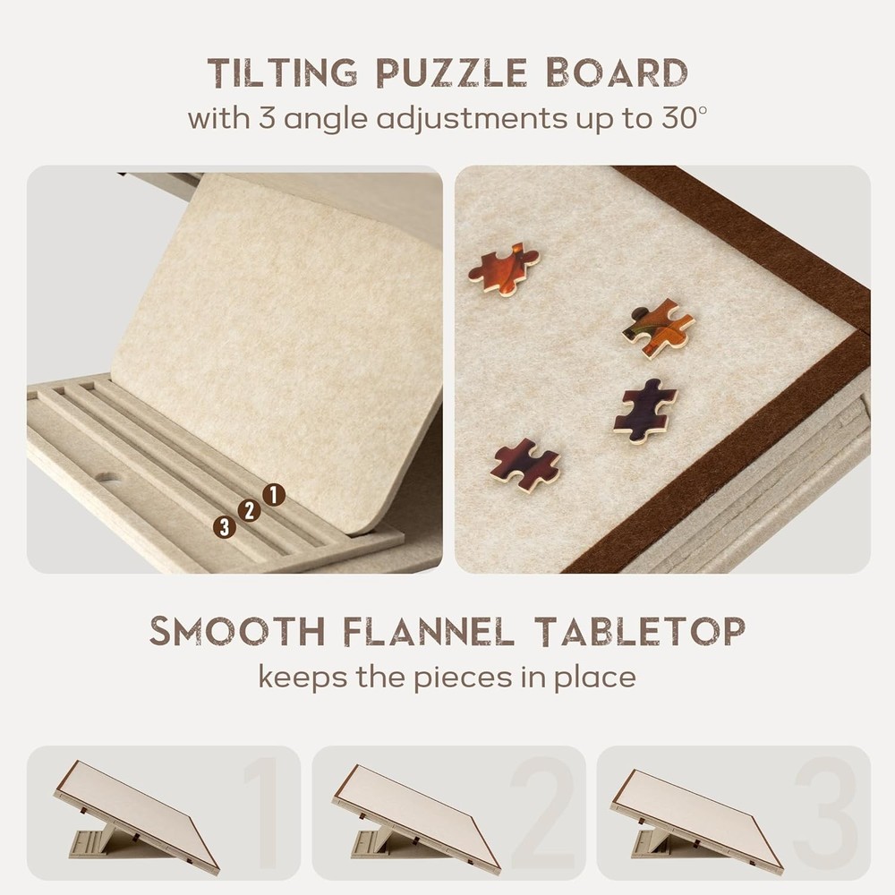 Foldable Tilting Puzzle Board 2000 Pcs 6 Drawers Felt Protector Adjustable Stand