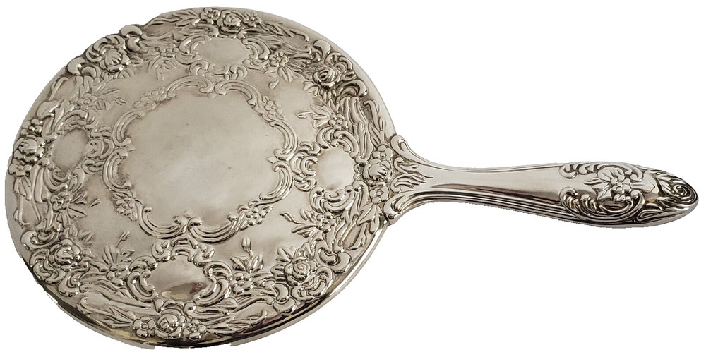 Hand Held Mirror Silver Plated Vintage