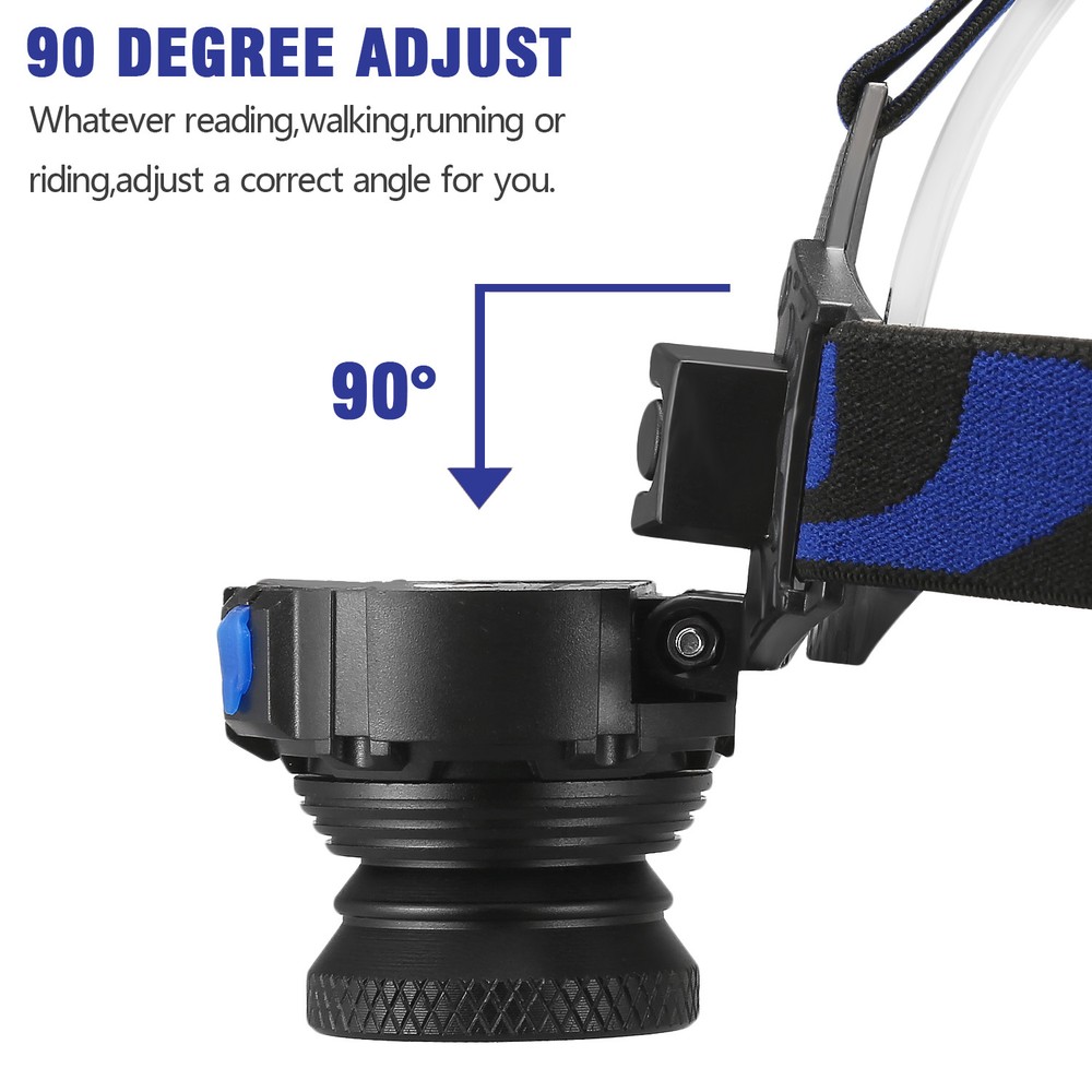 Tactical Headlight Rechargeable LED Headlamp+Batt+Charger