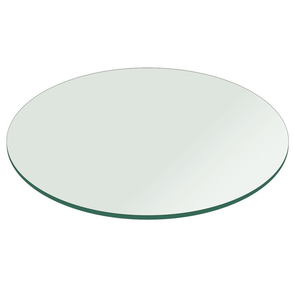 3/8" Inch Thick Clear Tempered Glass Table Top with Flat Polished Edge