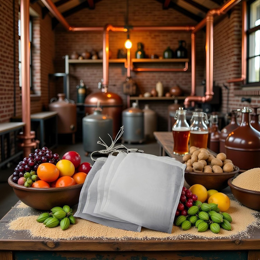 5 Pcs White for Nylon Straining Bag - Fine Mesh - Homebrew Beer Wine Cider Dr...