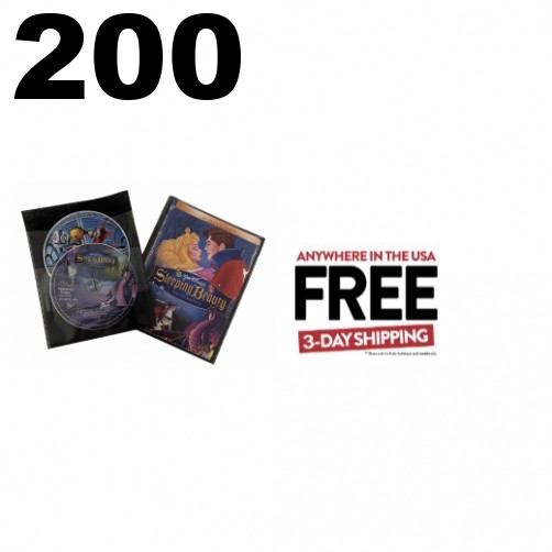 200 Clear 2 Disc Black Non Woven CPP Sleeves & DVD Booklet **1-3 DAYS