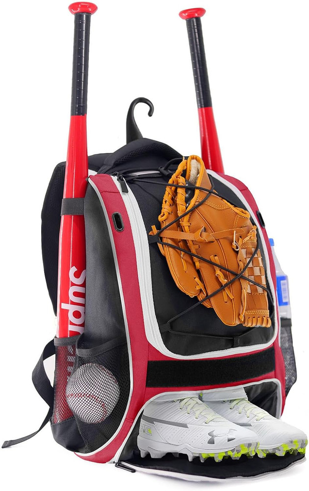 Youth Baseball Bat Backpack, Large Compartment, Separate Shoe Storage