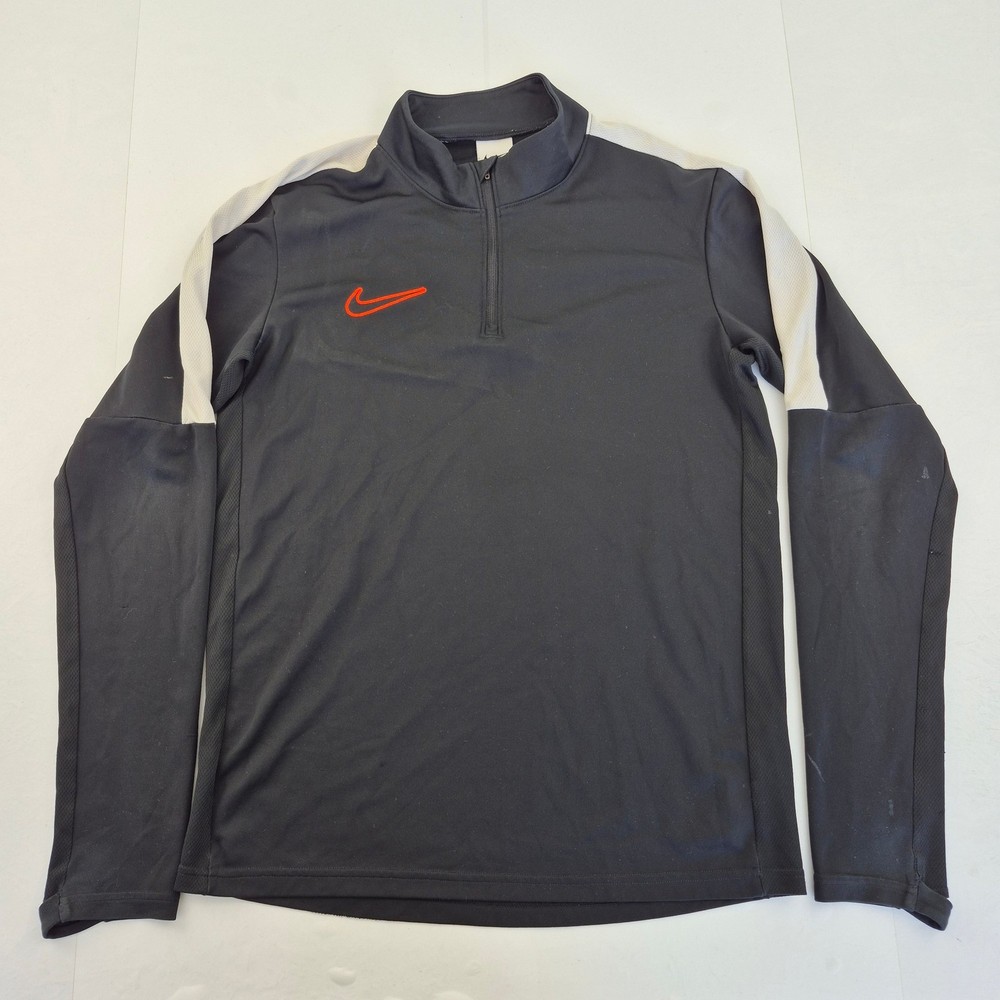 NIKE Track Jacket Small Black Men's Polyester DRI-FIT Pullover Activewear