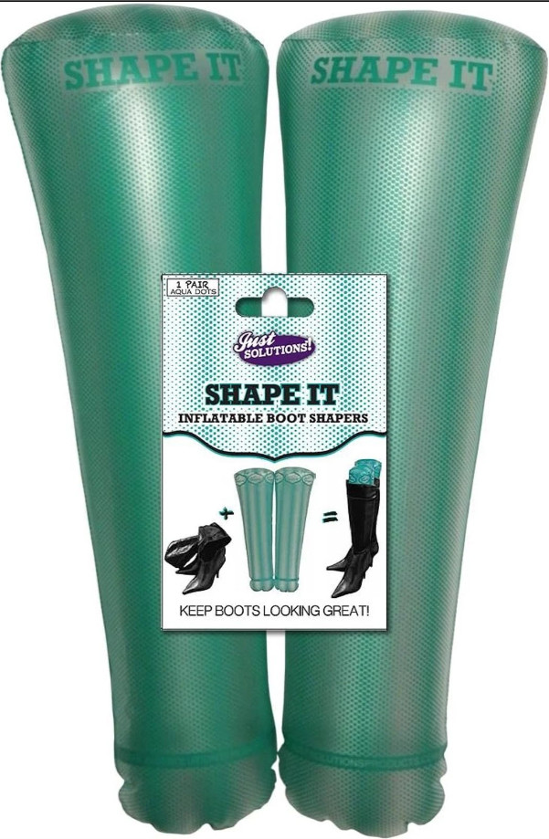 1 Pair ~  Just Shape it!  Inflatable Boot Shapers -  Aqua Dots Green