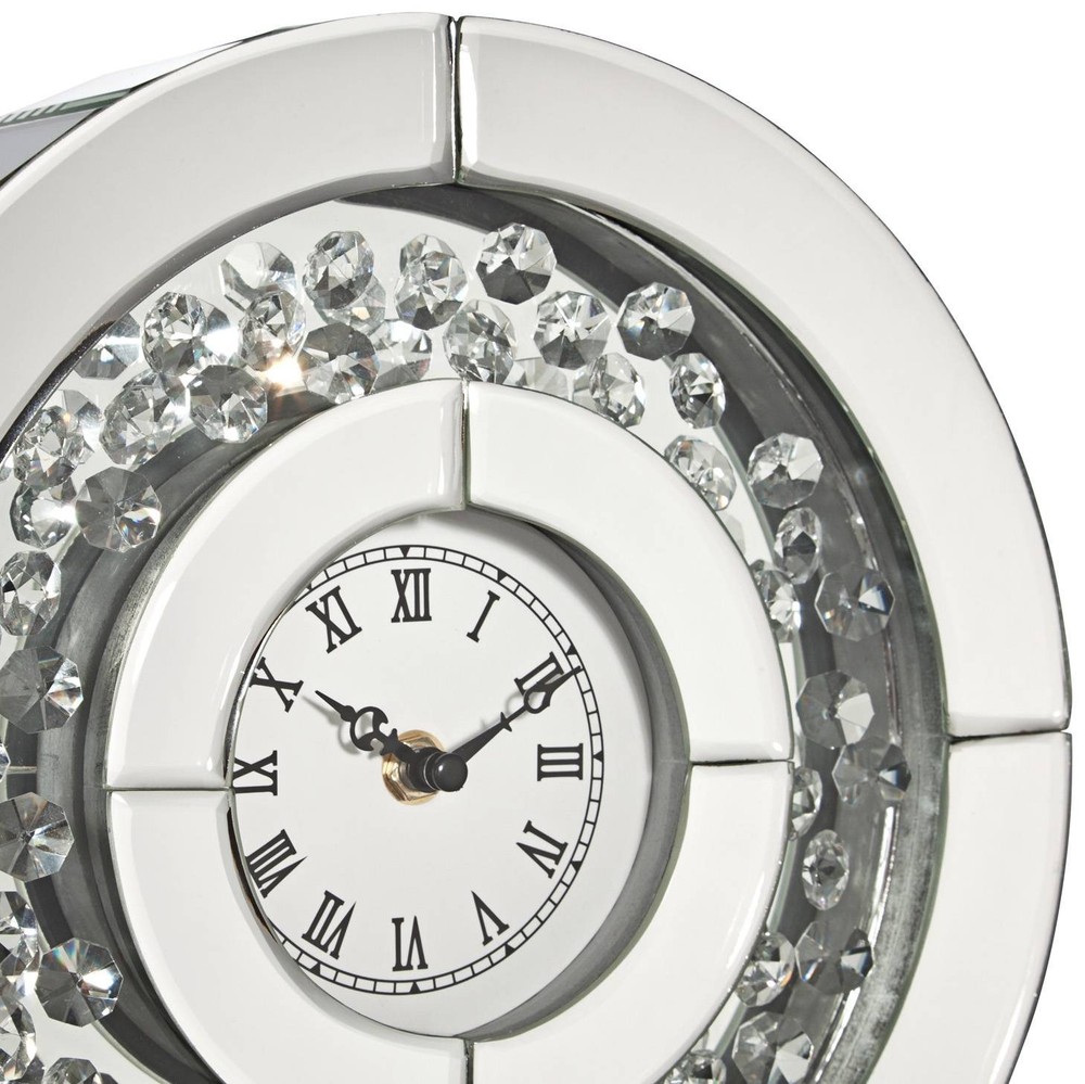 Claudyn 12" High Mirrored and Crystal Table Clock