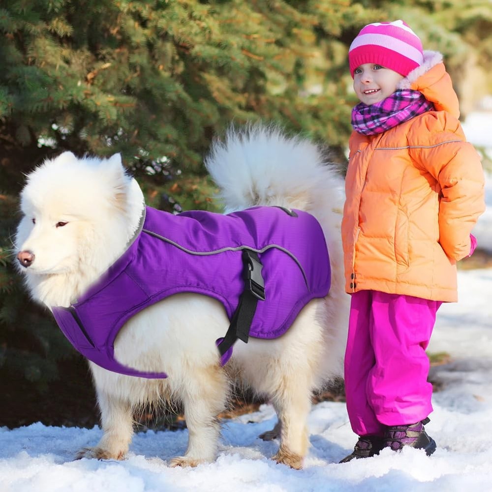 EMUST Dog Jacket Winter, Cozy Windproof for Cold Medium, Purple