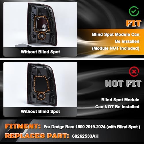 LED Tail Lights for Ram 2500 3500 - Tail Lights Assembly with Left Side Red