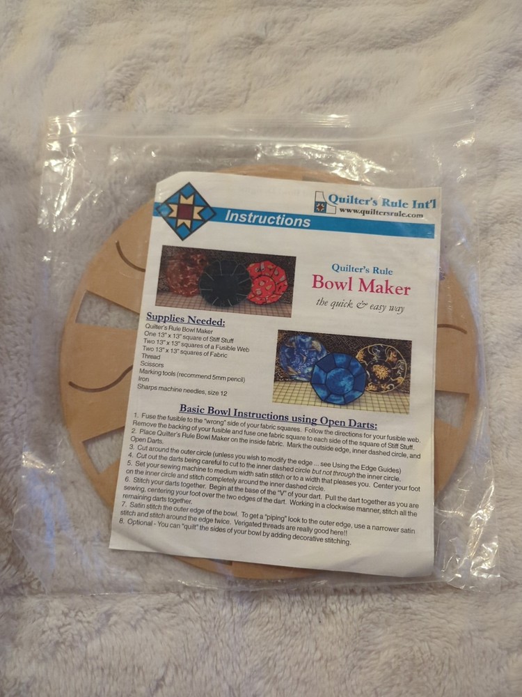 Quilter's Ruler with edge guides Bowl Maker - Pattern Maker Plastic Template