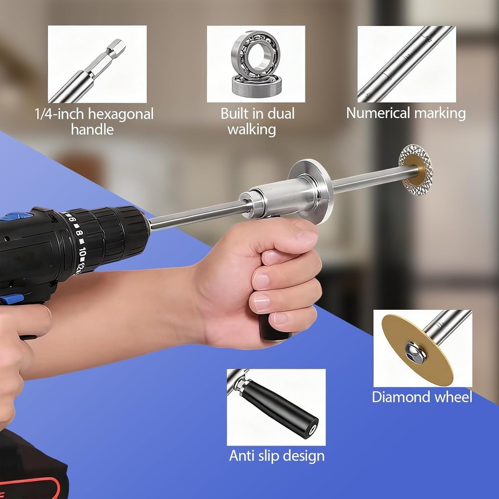 Inside Pipe Cutter for PVC Pipe Cutter, with Handle and 4 Diamond Grit Cutting W