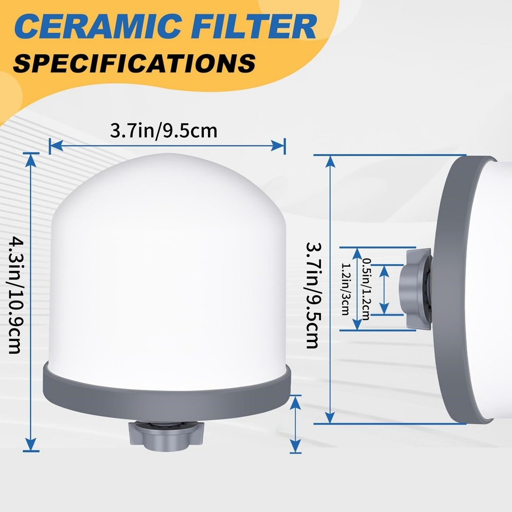 2 Pack Ceramic Candle Water Filter 0.2-0.5 Micron for Portable Purifier System