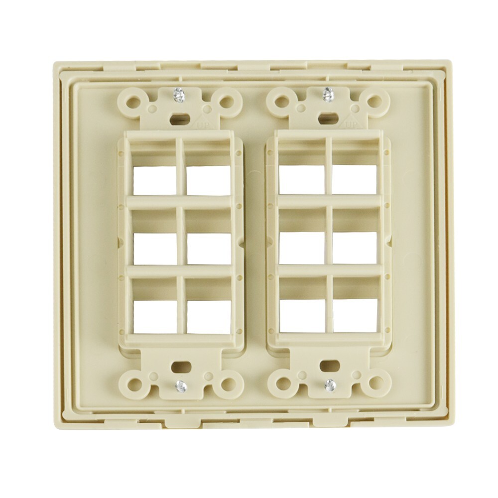 Construct Pro 12-Port Keystone Wall Plate with Screwless Face (Ivory)