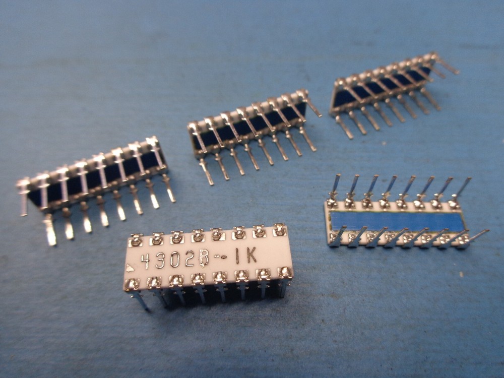 (5) 4302B-1K KC WORKS 16 PIN WHITE CERAMIC DIP 1K Ohm RESISTOR NETWORK ARRAY