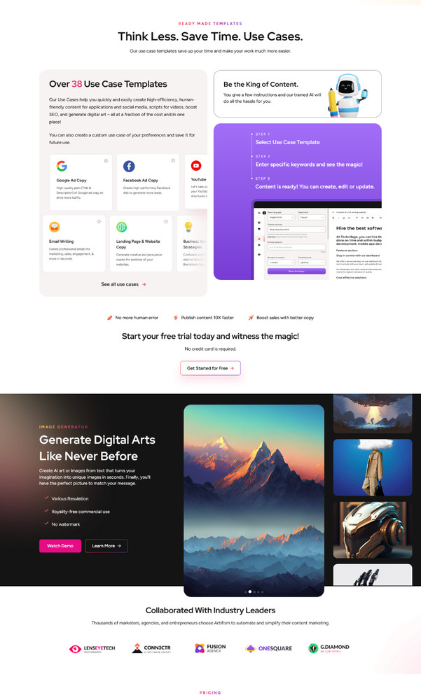 ArtMe - AI SaaS Platform | AI Content, Image, Video, Chatbot, Voiceover & Code