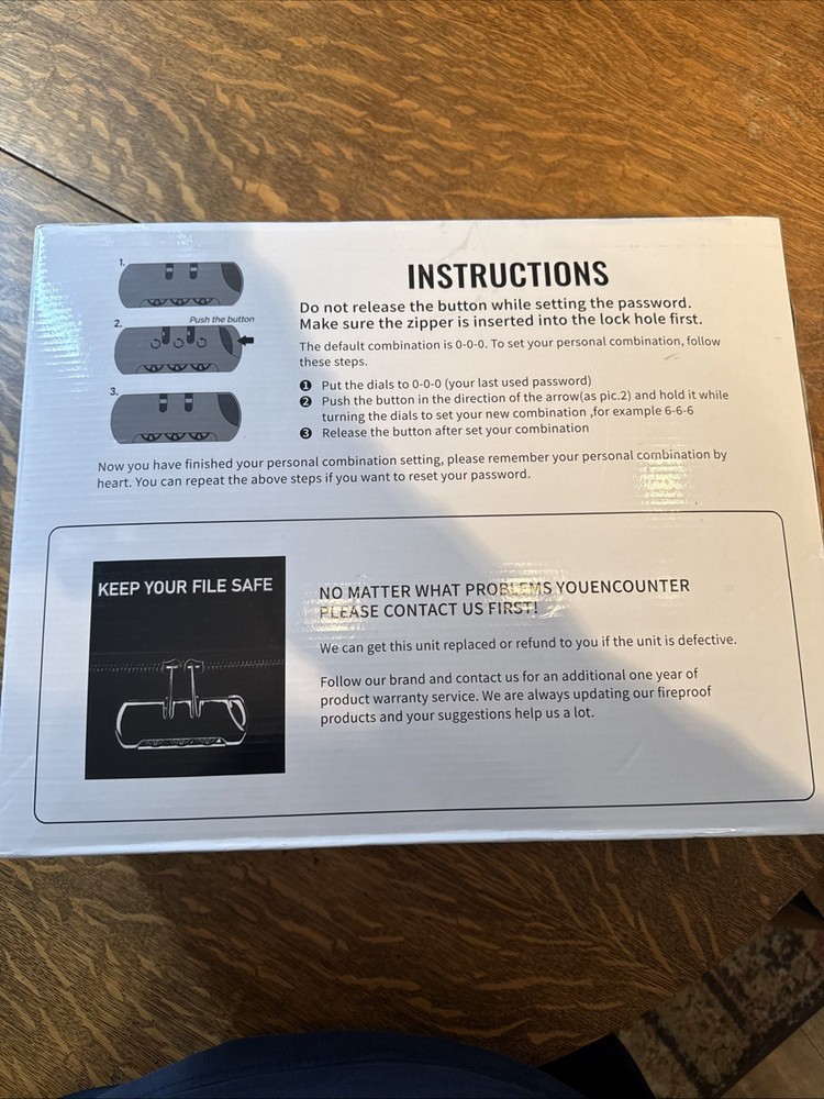 EDMUED Fireproof Document Box with Combination Lock, Fireproof Water Resistan