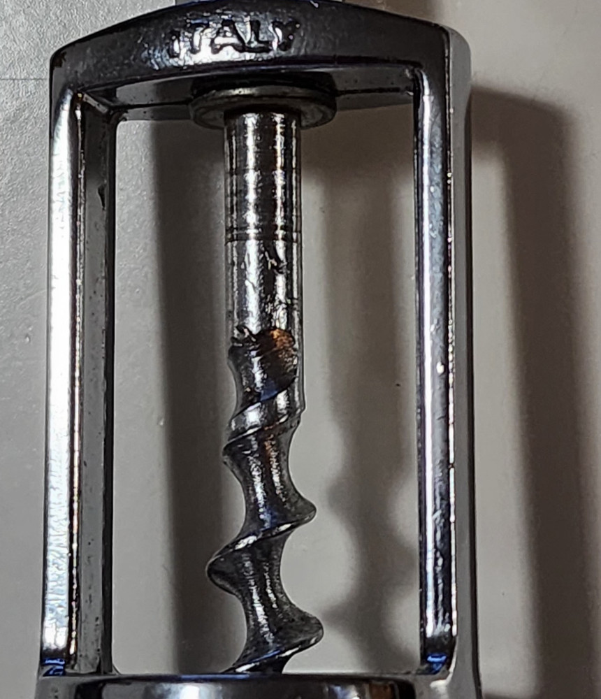 Vintage Classic Italian T Frame Self Pulling Corkscrew Made in Italy