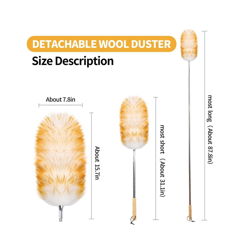 Feathers Duster,Long Telescoping Lambswool Dusters with Stainless S... Fast Ship