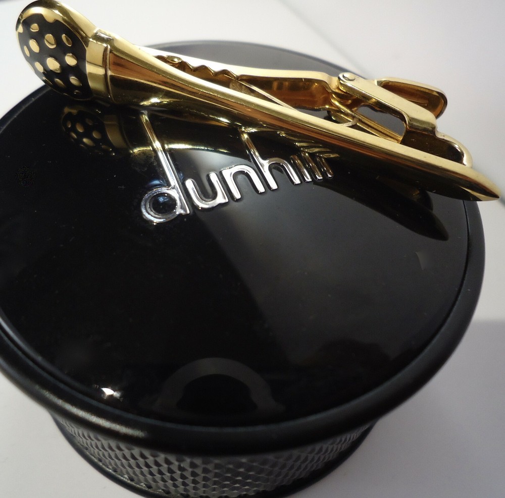 Alfred Dunhill GOLF TEE Tie Bar - Solid Hallmarked Silver/Gold Plated - Cased