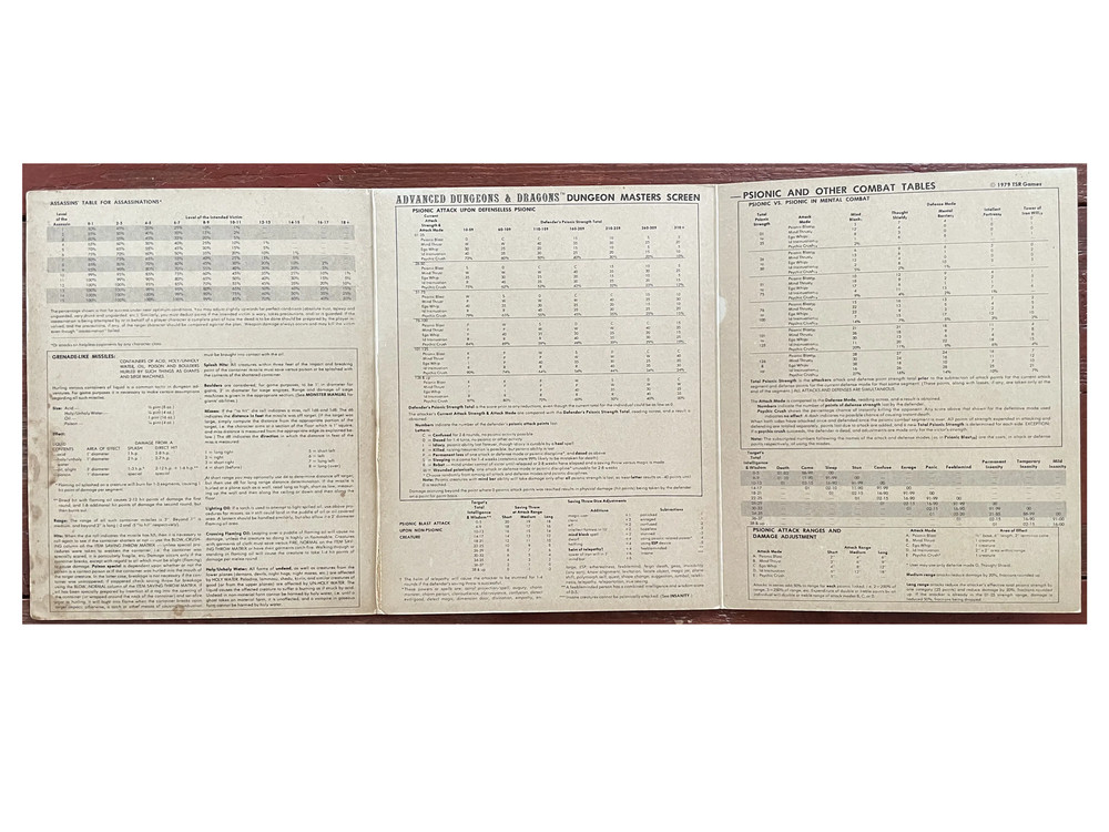 Dungeon Masters Screen REF1 9024 AD&D 1e