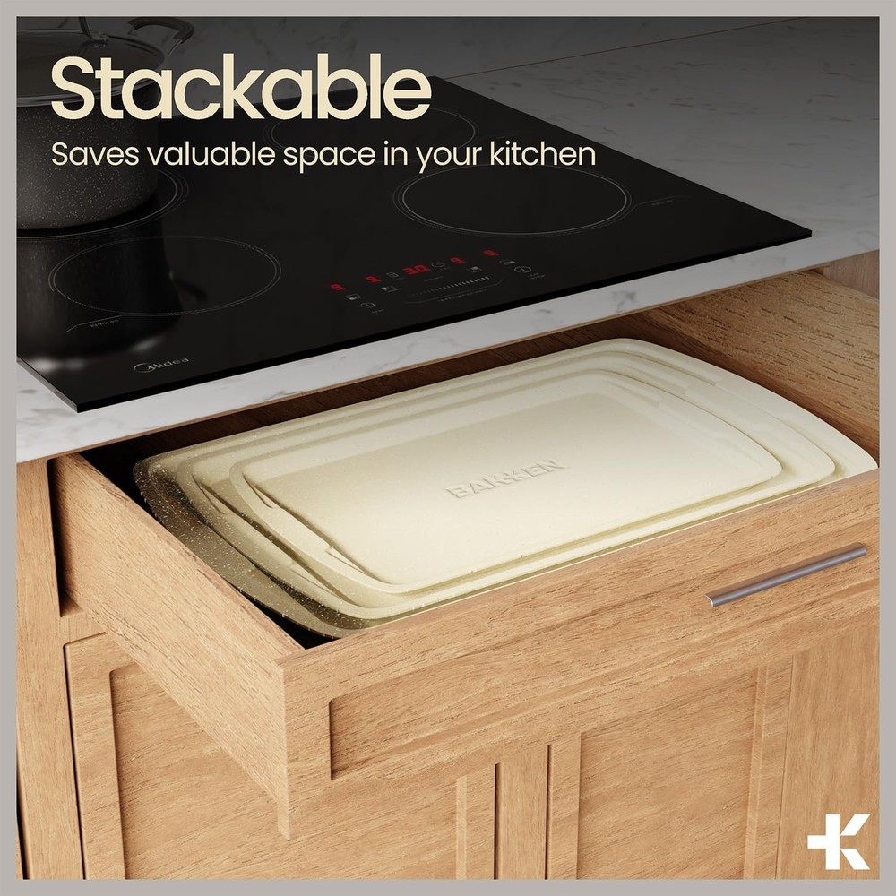 Bakken Swiss Bakeware Set – 6 Piece – Stackable Deluxe Non-Stick Baking Pans
