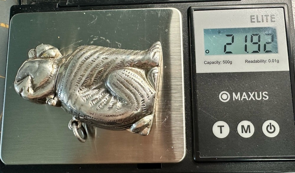Sterling Silver Dog Match Safe Vesta