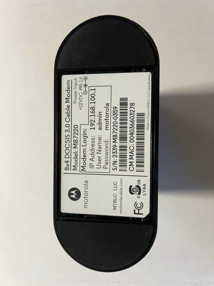 Motorola MB7220 DOCSIS /3.0 Cable Modem