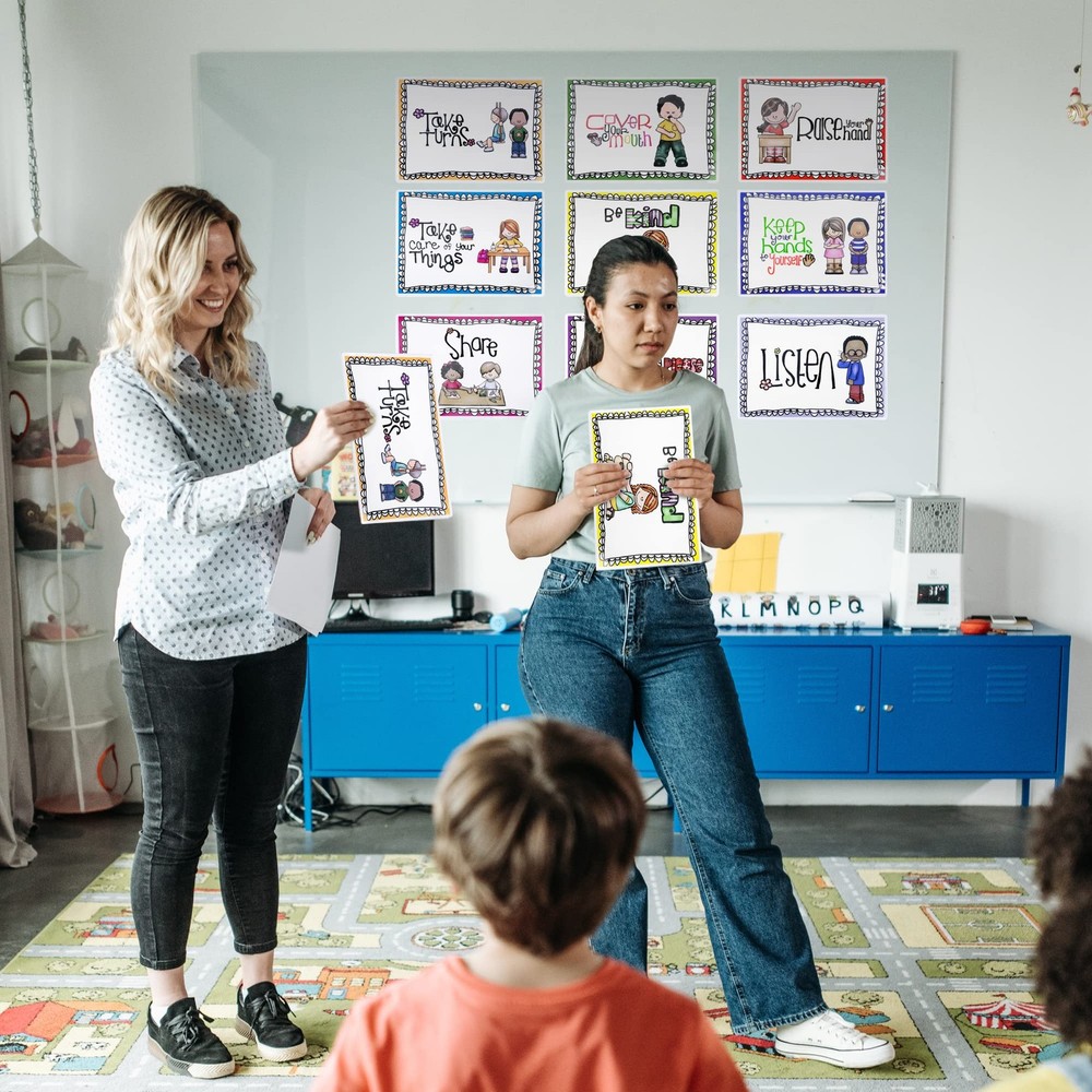Alpurple A4 Classroom Rules- Preschool Class Rules Posters- Classroom