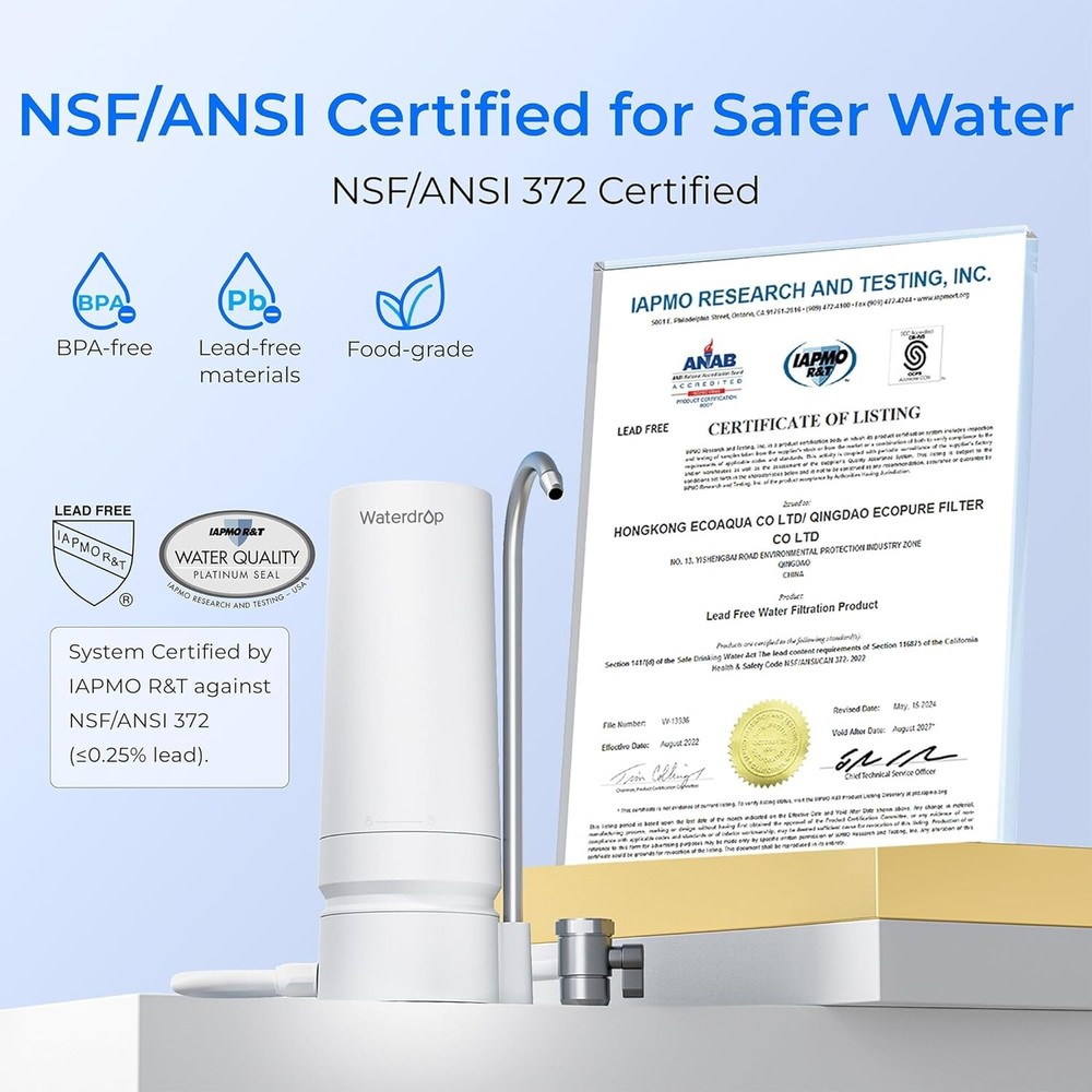 Waterdrop Countertop Water Filter, Filter Life Reminder,4000 Gallons,WD-CTF-07