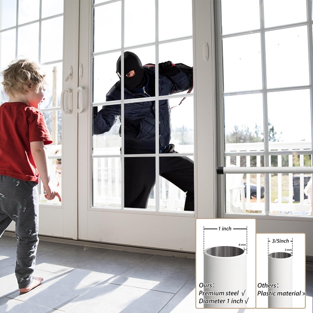 Sliding Door Security Bar 2 Pack 16.5" to 51.2" Window Security Bar Adjustabl...