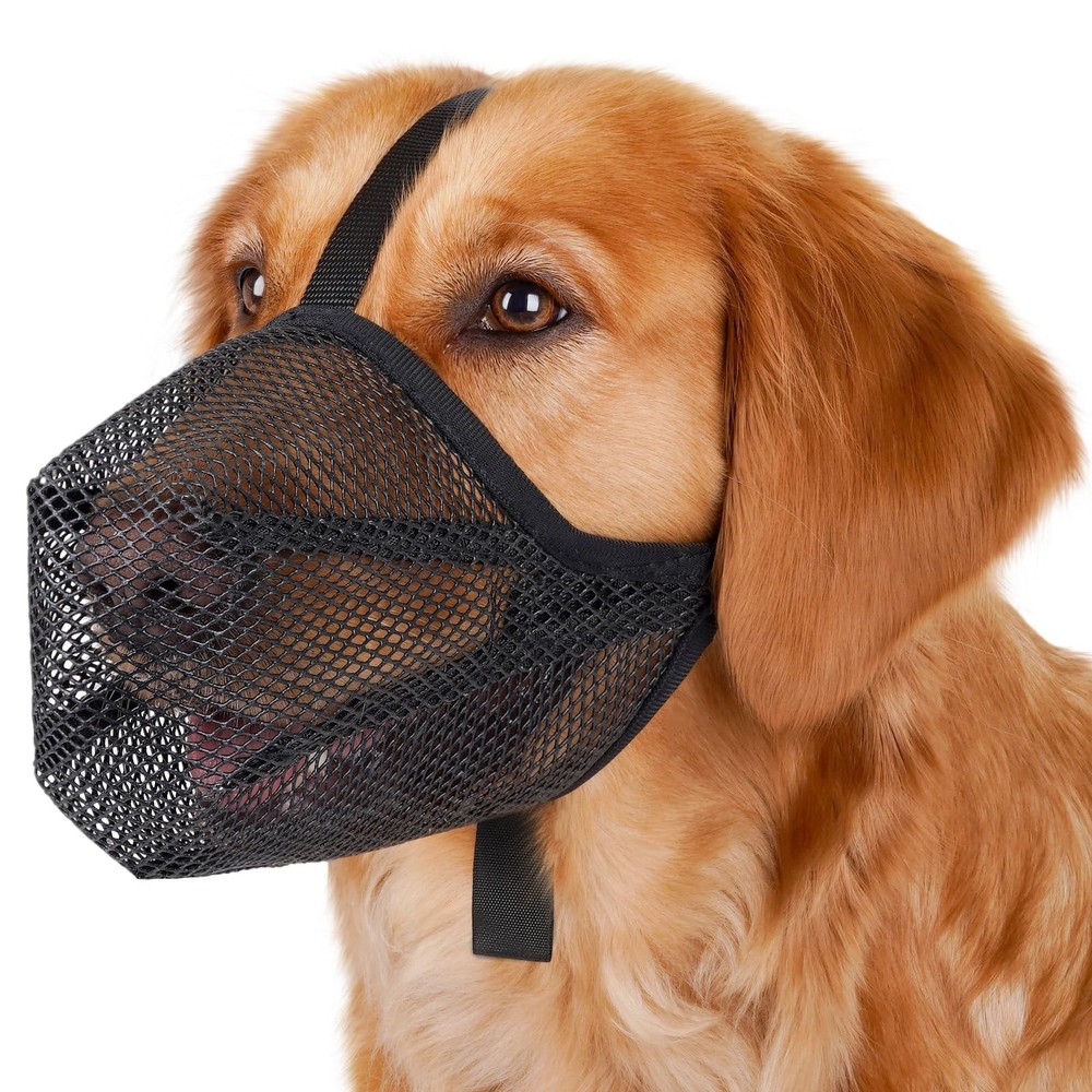 Mayerzon Dog Muzzle, Soft Mesh Muzzle for L [Snout Cir: 11"-12¼"], Black