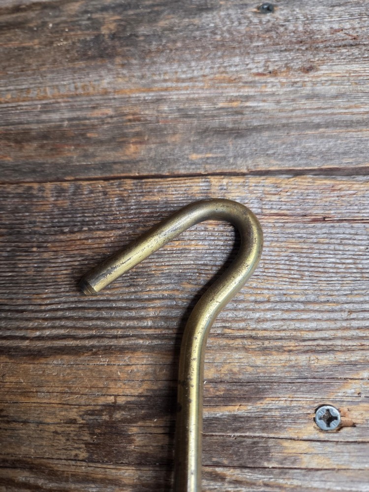 Vintage Brass Fireplace Damper Hook 12"