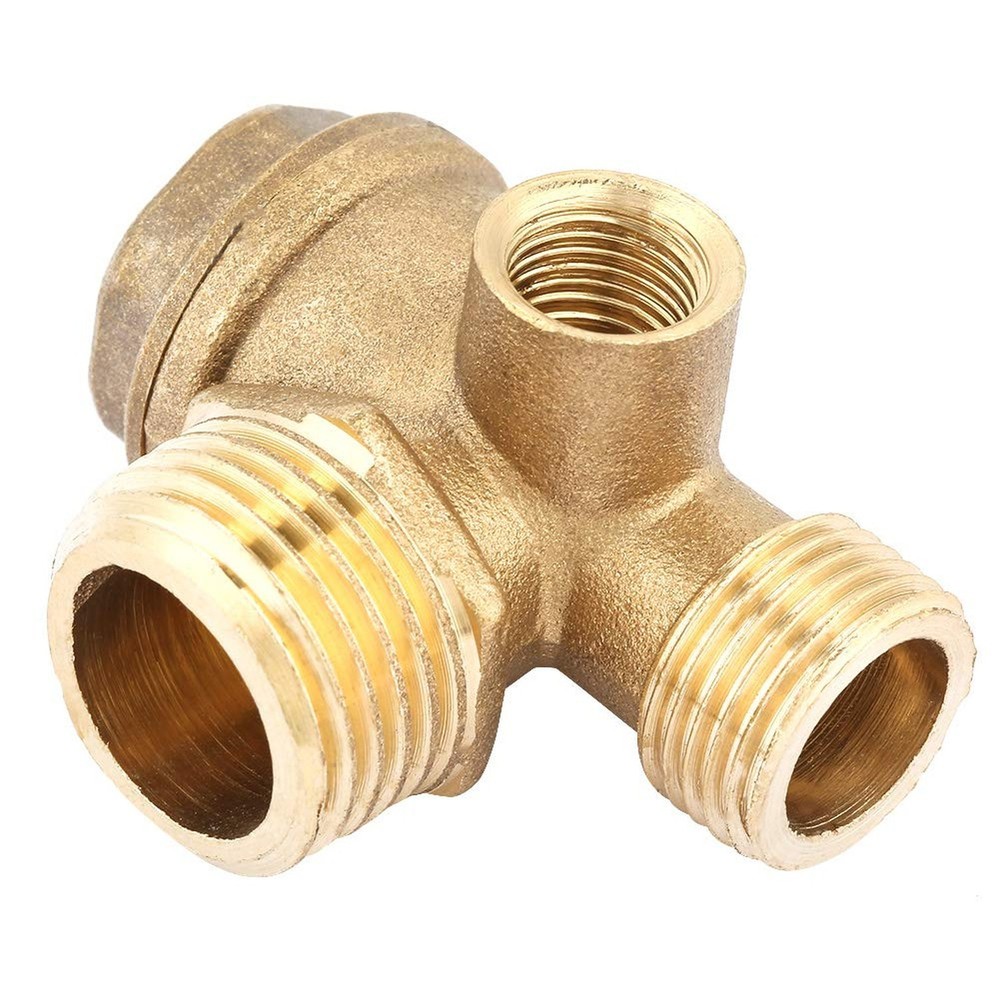 Air Compressor Check Valve, 3-Way Brass Male Threaded Air Compressor Check Va...