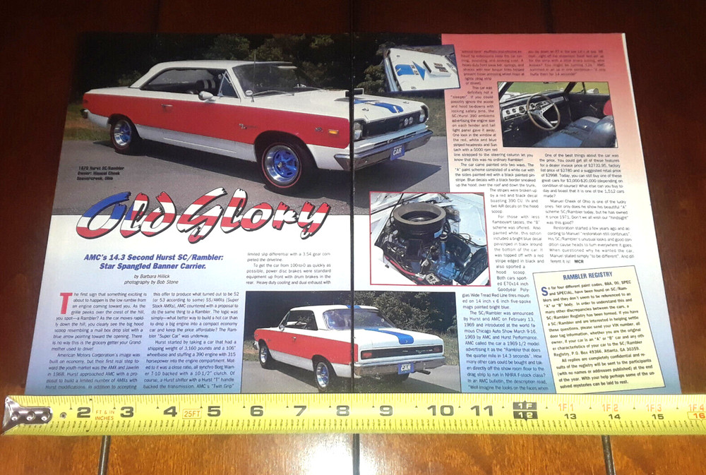 1970 HURST SC RAMBLER AMC ORIGINAL 1995 ARTICLE