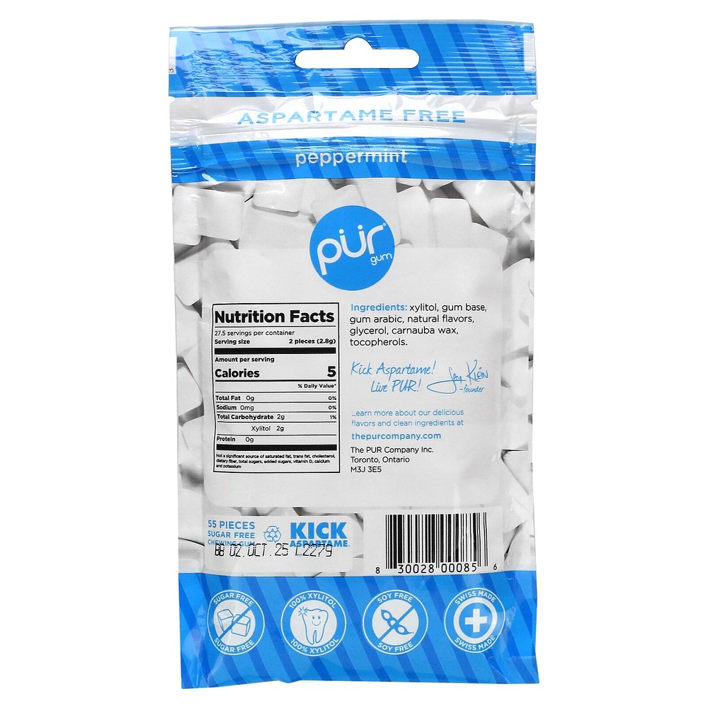 Chewing Gum, Peppermint, 55 Pieces, 2.72 oz (77 g)