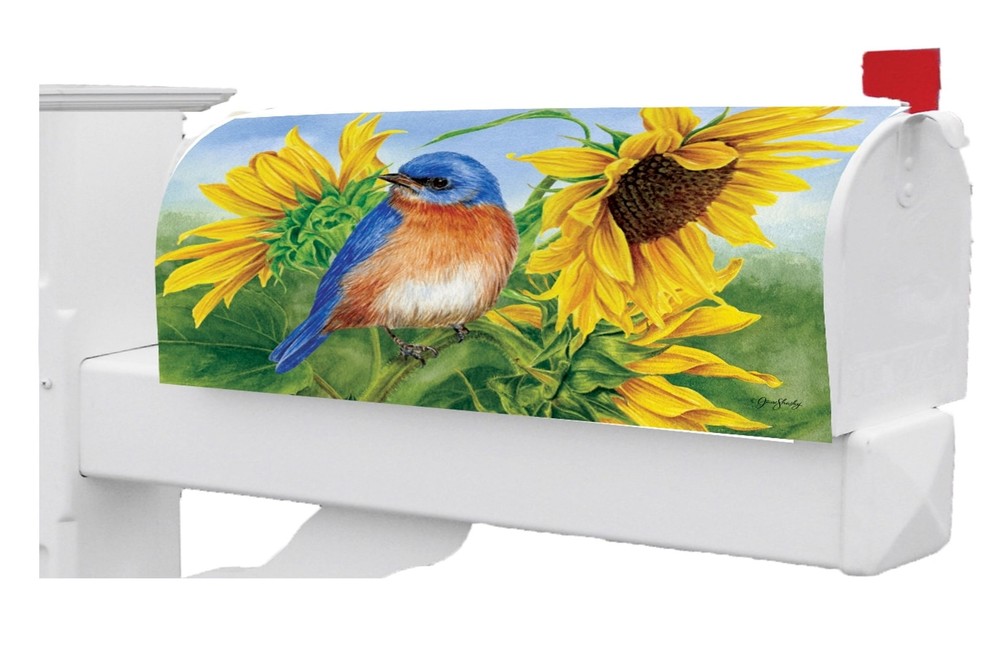 Bluebird Sunflowers Mailbox Cover