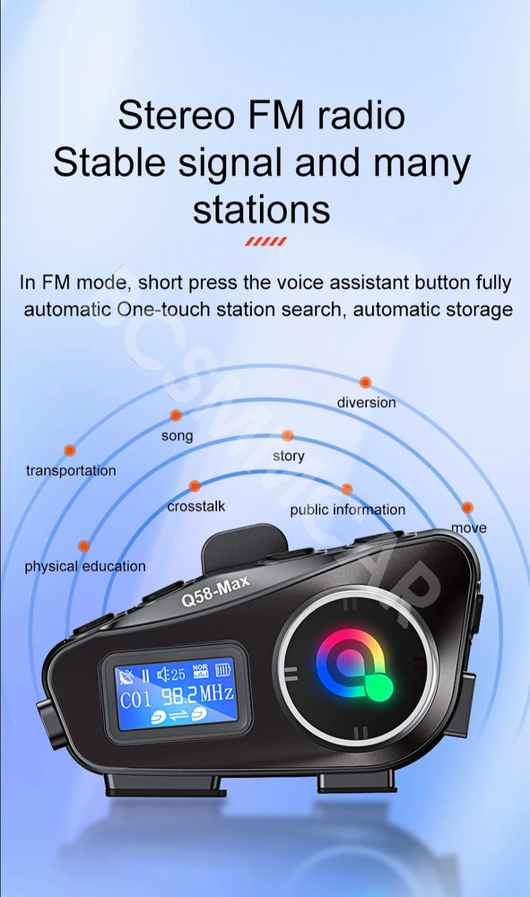 2PCS Motorcycle Intercom 2 Riders Bluetooth Helmet Headset Interphone TF Card