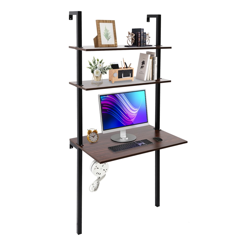 Wall-Mounted Desk with 3-Tier Storage – Space-Saving Design