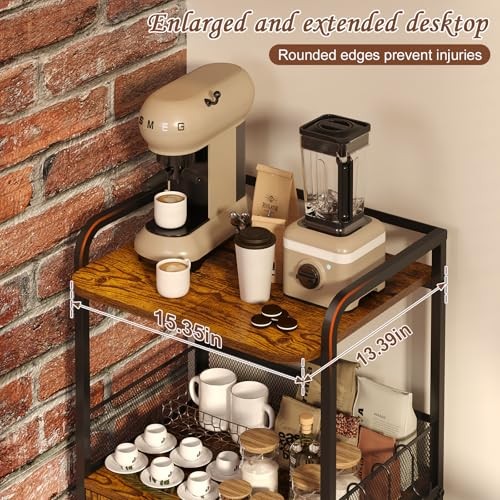 Small Coffee Bar Cabinet with Storage, 3-Tier Rolling Coffee Bar Table, Medium