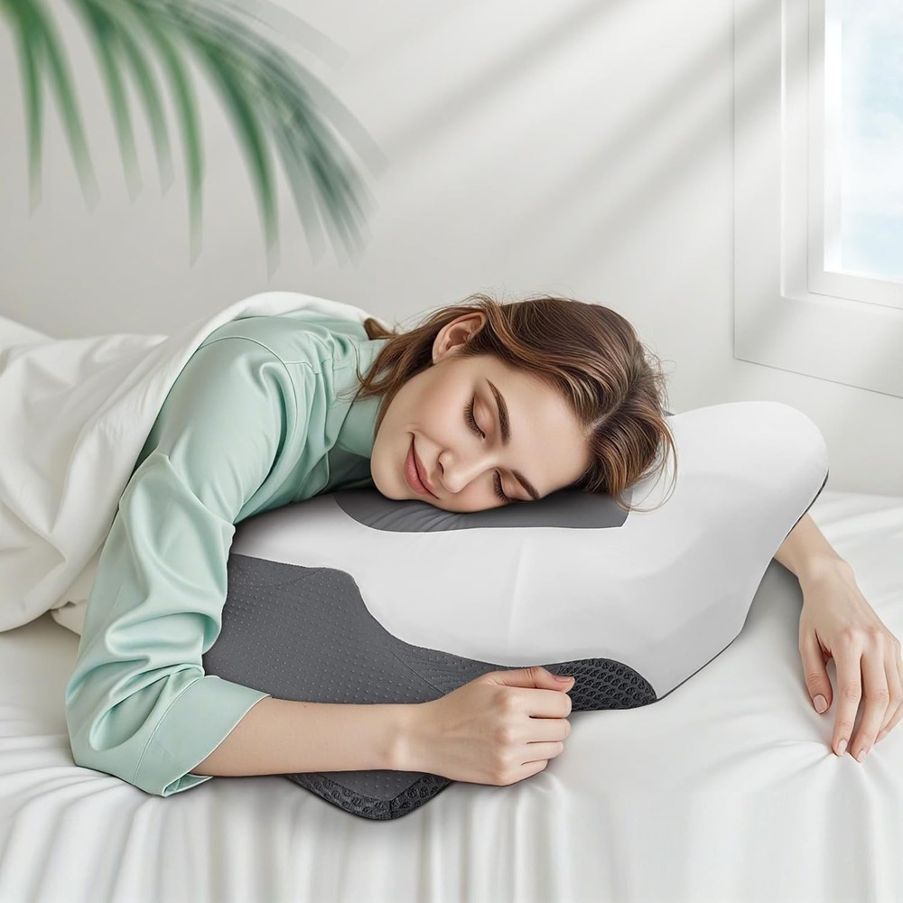 Ergonomic Grey Neck Pillows - Quality Memory Foam for Customized Comfort, 2-Pack