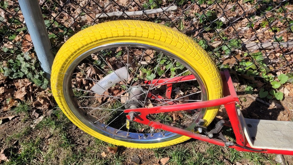 Red Yellow Kick Scooter with Large Wheels