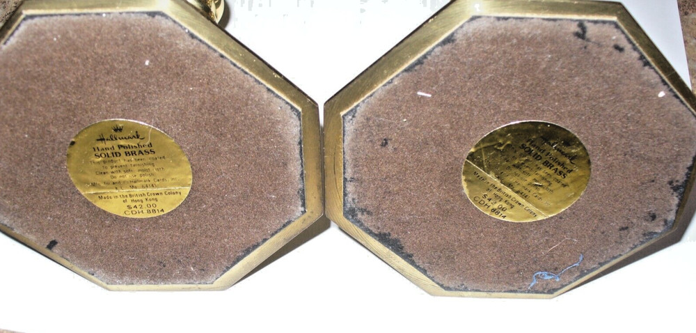 TWO ~ 7" Hand Polished Brass Candlesticks~ Hallmark (Pre-1997)