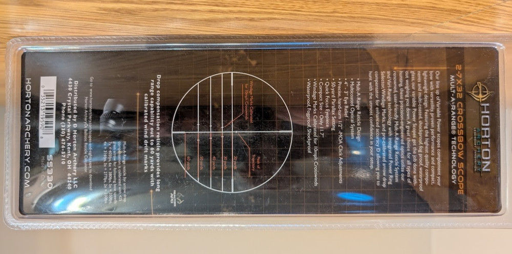 Horton 2-7 Variable x 32 Crossbow Scope Mult-A-Range Model SS330 Unopened