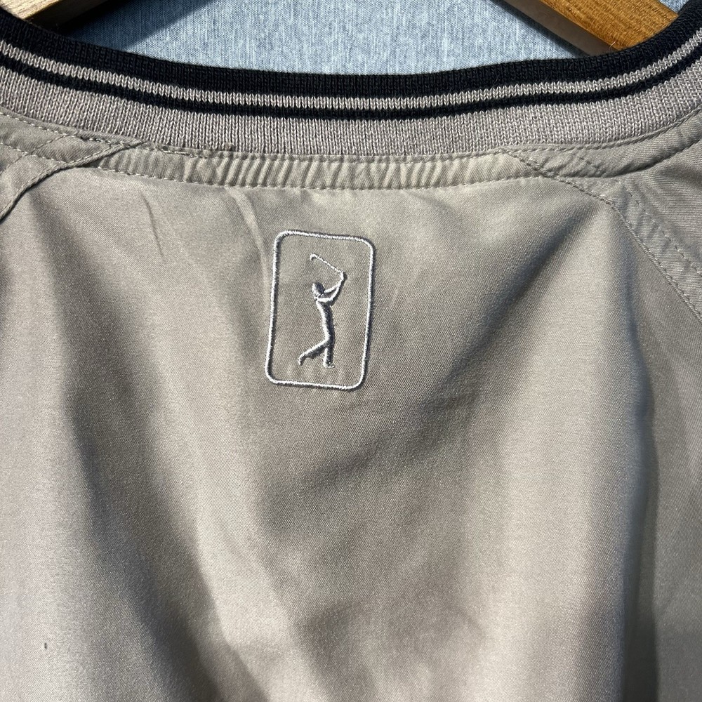 PGA Tour Water Wind Resistant Pullover Polyester Jacket beige Size medium