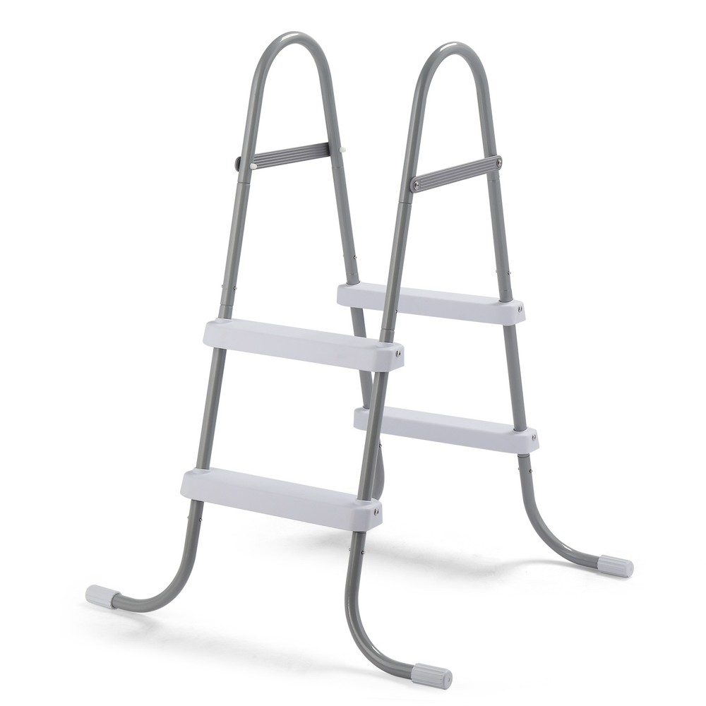2 Steps 33in Pool Ladder Iron Grey Frame + White Steps NEW  -