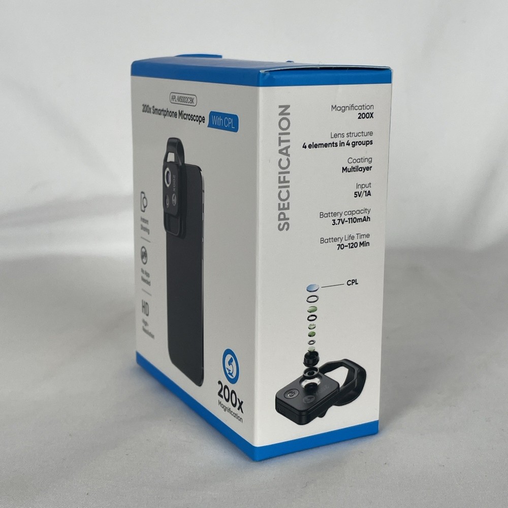 Apexel 200x Magnification Smartphone Microscope NIB