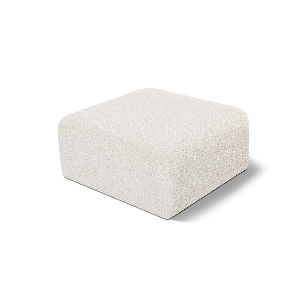Arc Cream Boucle Fabric Ottoman